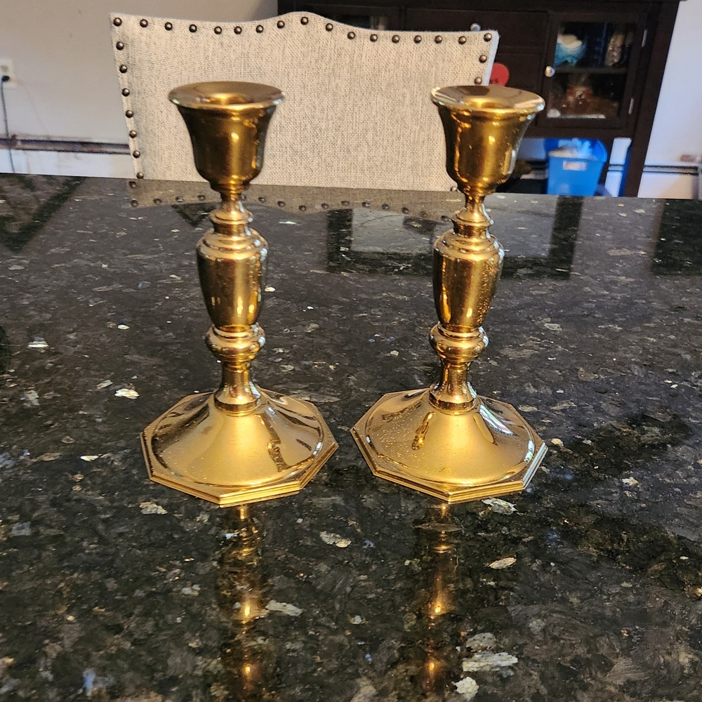Vintage  Regency Brass Lenox Candlestick Holders Great  Vintage Condition